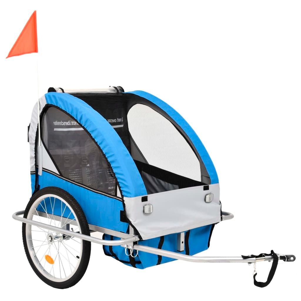 2-in-1 Kids' Bicycle Trailer & Stroller Dark Blue and Grey 14 2-in-1 Kids Bicycle Trailer & Stroller Dark Blue and Grey